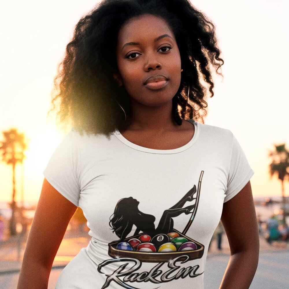 Rack Em Billiards Shirt for Women – Sexy Pool Hall Graphic Tee
